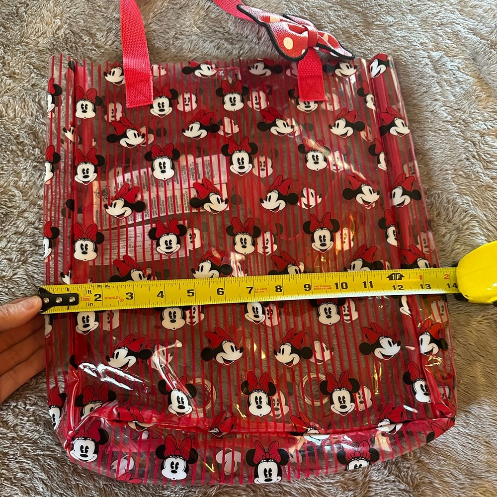 Disney NWOT Clear Tote with Red and Black Minnie Mouse Print and Bow - Picture 5 of 9